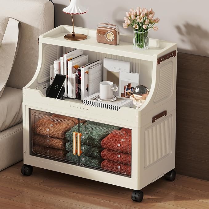 260QT Stackable Storage Bins with Lids & Rack, 6 Tier Large Capacity Foldable Storage Cabinet, Clear Collapsible Pantry Organizer for Home, Kitchen, Bathroom, Dorm, Office, Clear - Image 2