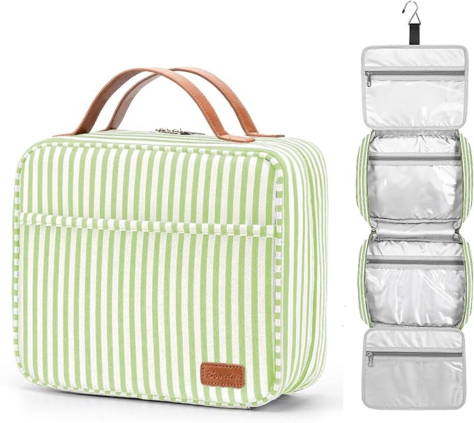 Hanging Travel Toiletry Bag,Large Capacity Cosmetic Travel Toiletry Organizer for Women with 4 Compartments & 1 Sturdy Hook,Perfect for Travel/Daily Use/Christmas by Bosidu