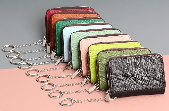 FurArt Zipper Wallet Women RFID Credit Card Holder keychain Wallet | ID Window RFID Blocking Compact Small business 15/16 slots - Image 7