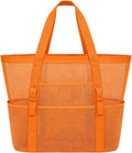 Mesh Beach Tote Bag Large Capacity Pool Gym Laundry Tote Foldable with Pockets Lightweight Travel Bag by HEROWORLD