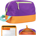 Waterproof Makeup Bag For Women Girls Men,Two-Tone Colorblock Travel Toiletry Bag With Wet Pocket & Removable Transparent Bag, 8L Large Capacity Lightweight Vacation Essentials (Purple+Orange) by Janhavi