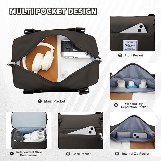 Travel Duffel Bag, Sports Tote Gym Bag, Shoulder Weekender Overnight Bag for Women - Image 6