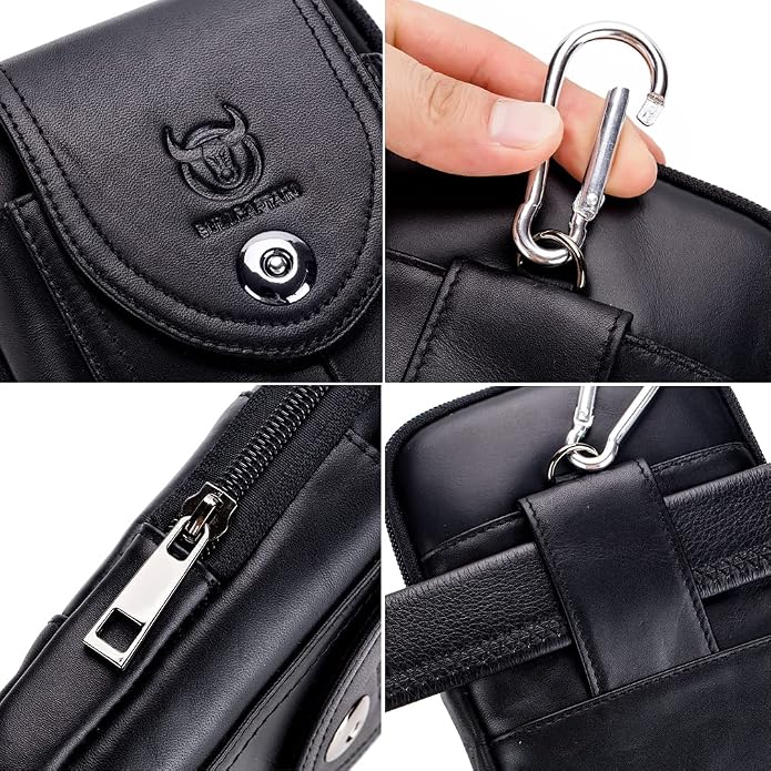 Leather Waist Pack Phone Belt Bag for Men Loop Holster Wallet Cellphone Case Pouch Pack Clip Money Purse - Image 5
