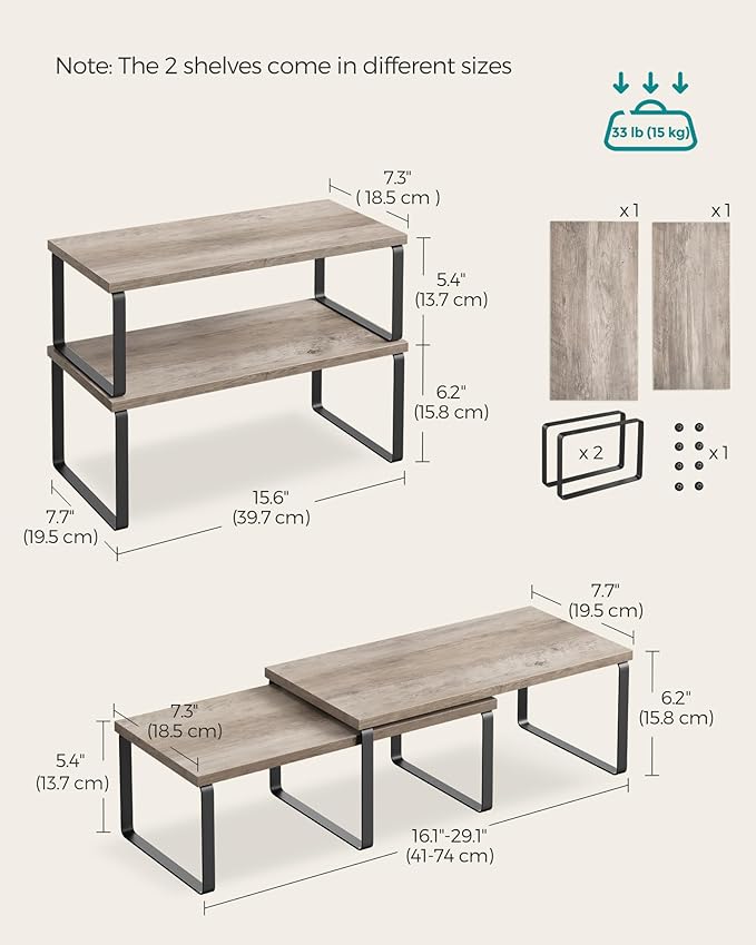 SONGMICS Cabinet Organizer Shelf, Set of 4 Spice Rack, Kitchen Storage | Wall-Mounted or Stand, Living Room, Balcony, Kitchen, 5.9 x 23.6 x 21.3 Inches, Light Bamboo, BAMBOU Collection UBCB13Y - Image 6