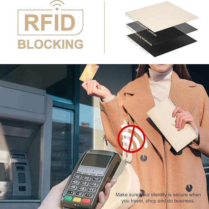 Travelambo RFID Wallet Women Large Size Bifold Multi Card Wallet Case with Zipper Pocke Credit Card Holder for Women - Image 2