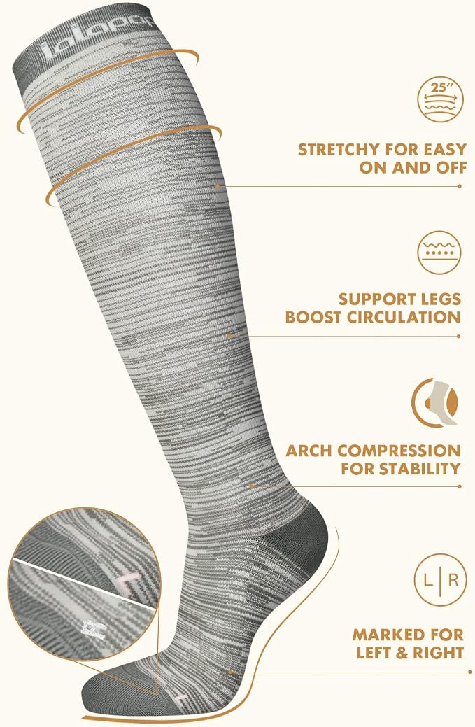 Thick Soft Cotton Compression Socks | 2 Pairs 15-20mmHg Cushioned Soft Breathable Comfortable Knee High Compression Socks for Women Men, Pregnancy Travel Nurse - Image 6