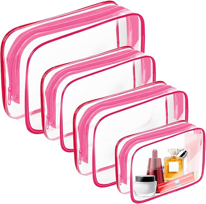 AURUZA Clear Makeup Bag,Portable Travel Toiletry Bags with Zipper, TSA Approved Clear Organizer Bags, PVC Cosmetic Pouch for Airport Airline Compliant by AURUZA