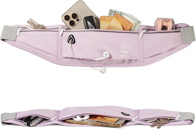 Slim Running Belt Fanny Pack, Phone Holder Waist Pack Money Belt - Lilac - Image 5