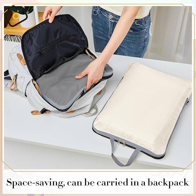 Hosuly 6 Pcs Large Ultralight Compression Packing Cubes for Travel 17.3 x 12.6'' XL Large Expandable Luggage Storage Organizers for Save Space Family Long Trips (Black, Gray, Beige) - Image 5