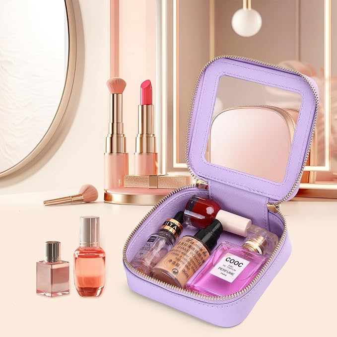 Pinkmik Mini Clear Makeup Bag, Purple, MINI | Small Size, Zipper Closure, Cosmetic & Toiletry Case, Purse Organizer, Car Essentials - Image 4