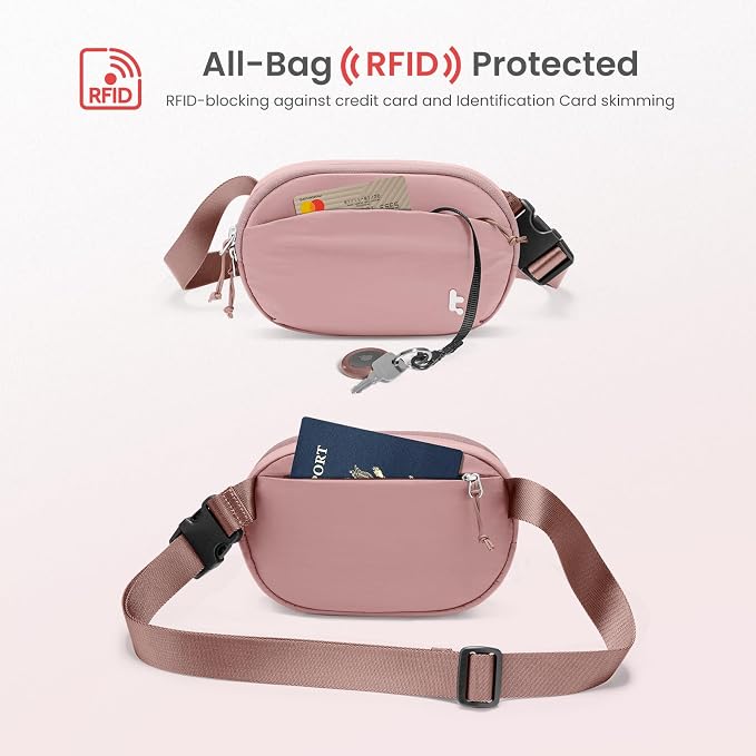 tomtoc Belt Bag with RFID Blocking, Cross Body Fanny Pack for Women Men, Sling Waist Bags with Adjustable Strap for Travel Walk - Image 5