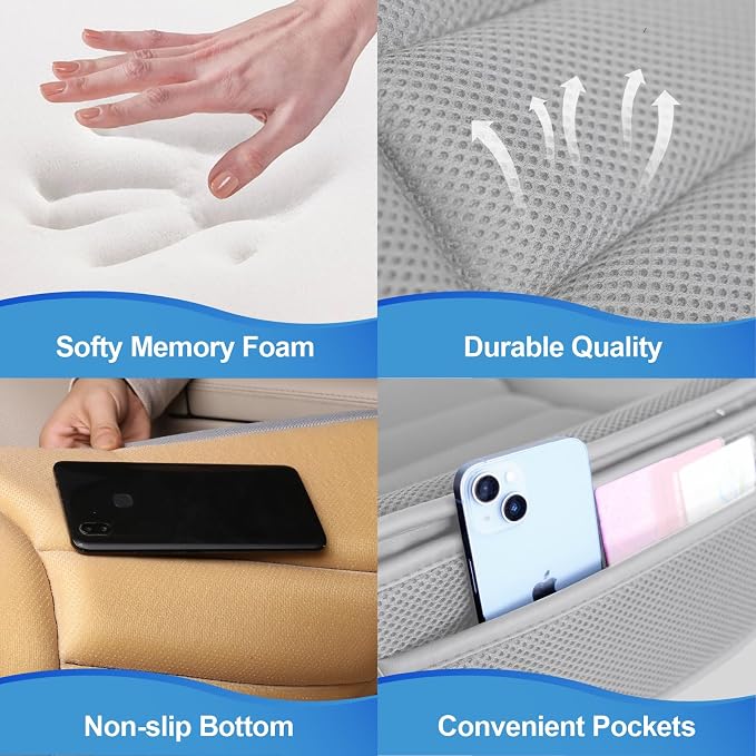 Lofty Aim Car Seat Cushion for Driving, Memory Foam Driver Seat Cushion | Car Seat Cushion for Long Driving, Automotive Seat Cushion for Pain Relief, Car Seat Pillow Fits Vehicles, Office, 4D Gray - Image 4