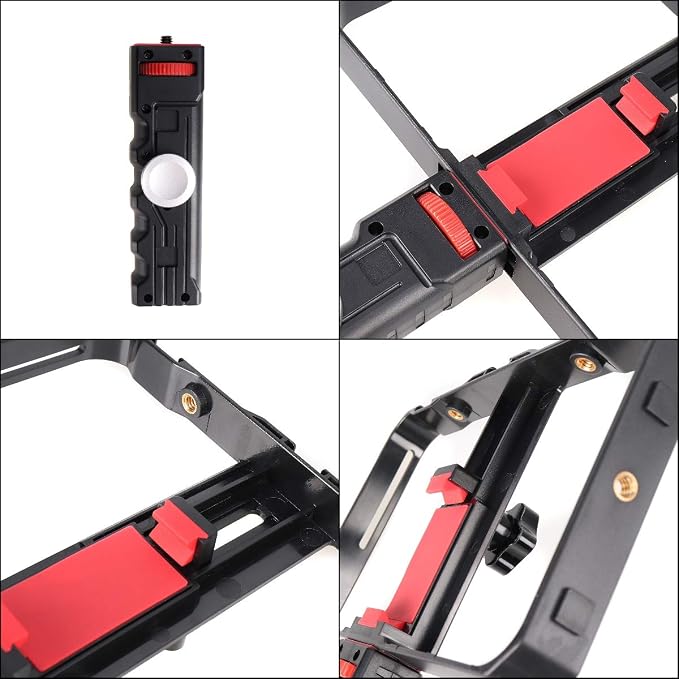 FocusFoto Smartphone Video Rig Camera Cage Mount Holder Stabilizer (Removable Handle Grip Version) with by-MM1 Microphone Mic + 49 LED Light Kit for Mobile Phone iPhone Filmmaking Videomaker - Image 5