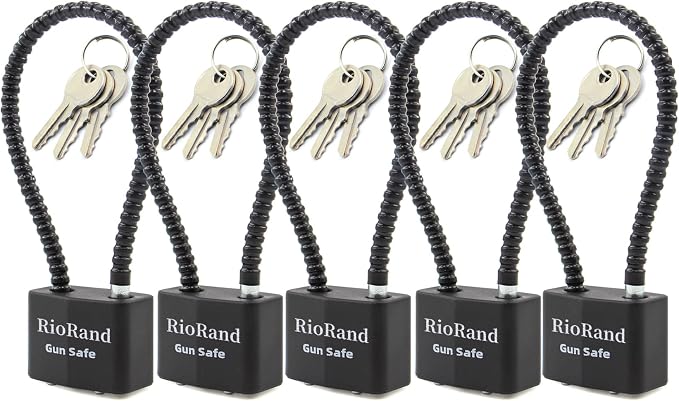 RioRand Keyed Alike Cable Gun Lock 8.5" & 15", Safety Lock Compatible with Pistols, Rifles & Shotguns for Home & Firearm Storage by RioRand