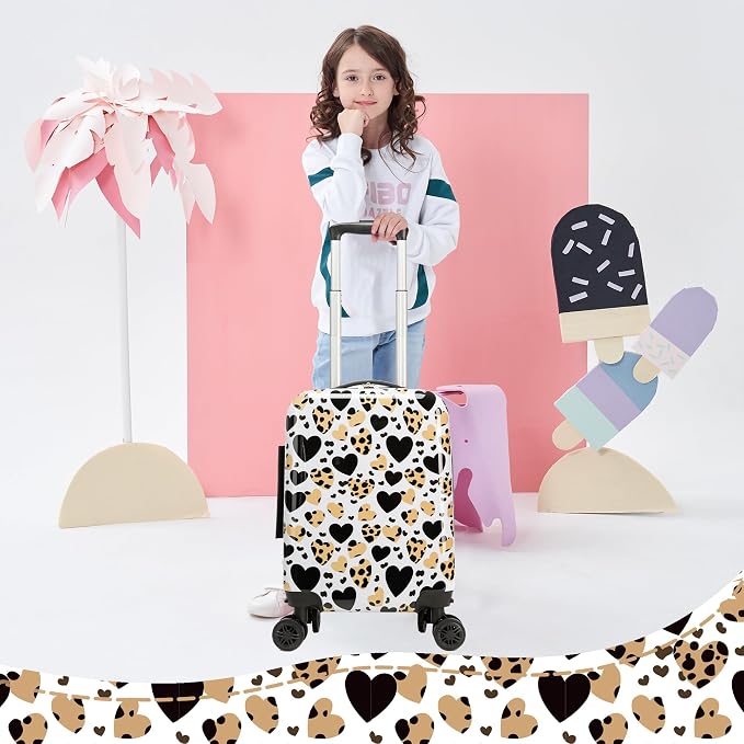Kid's Luggage Set 2 Piece Suitcase Set Hardside Luggage with Spinner Wheels Girls Carry on Toddler Travel Rolling Suitcase with Neck Pillow Airline Approved - Image 9