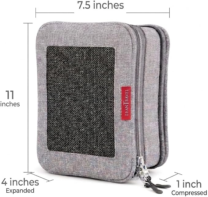 LeanTravel Premium Compression Packing Cubes for Travel - Suitcase Organizer Bags with Double Zipper & Breathable Mesh Panel - Space Saving Carry On Luggage Essentials (1 Small Bag, Grey) - Image 4