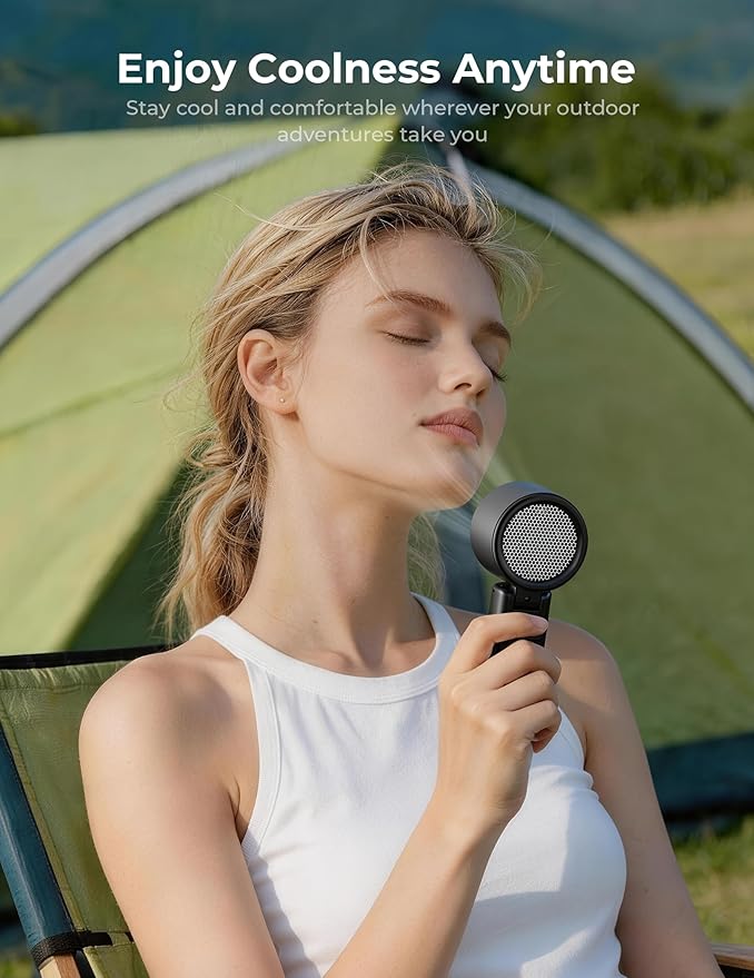 Portable Handheld Turbo Fan with Ice Cooling, 100 Levels Stepless Speed, 15H Long Battery Life, 10500RPM Turbo Fan Rechargeable Personal Mini Fan for Travel, Outdoor, Makeup - Image 5