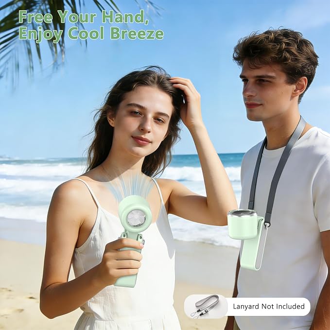 COO Portable Handheld Turbo Fan, 5-Speed Rechargeable Personal Fan | 180° Foldable 3 IN 1 Design with LED Display, Mini Desk Fan for Office, Travel & Outdoor Activities, Green - Image 7