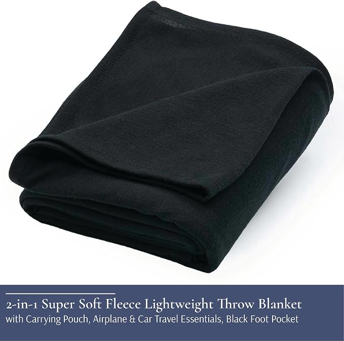 Brookstone Travel Blanket Fleece Throw with Foot Pocket, Compact | Toe Pouch Keeps You Cozy and Prevents Slipping on Long Trips, Folds Into Its Own Sack for Planes, Cars or Camping - Image 5