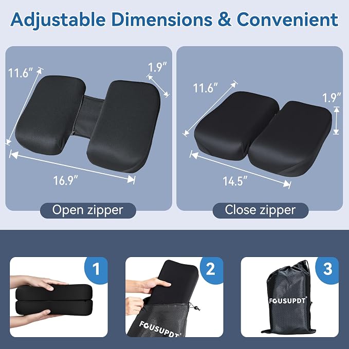 Adjustable Seat Cushion, Memory Foam Office Chair Cushion, Car Seat Cushion, Foldable Travel Cushion for Tailbone Pain, Sciatica Pain Relief, Lifting Cushion for Sitting, Driving, Traveling(Small) - Image 4