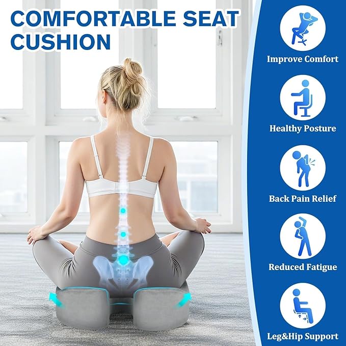CushyOasis Seat Cushion, Gel Memory Foam Office Chair Cushions, (Light Grey) - Image 3