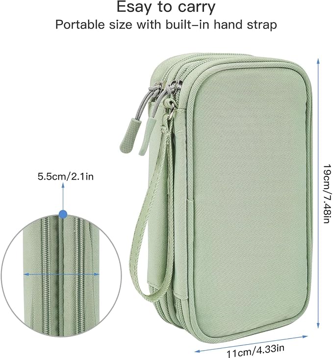 CAAORDKSO Cord Organizer Travrel Bag, Electronic Organizer Travel Case, Water Resistant Cable Organizer Pouch for Cable, Cord, USB, Charger, Phone, Power Bank, Earphone (Mint Green, Medium) - Image 2