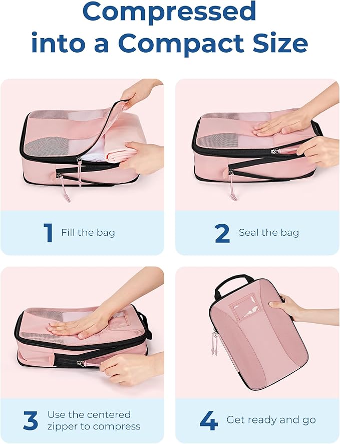 BAGSMART Compression Packing Cubes, 6 PCS Packing Cubes for Suitcases, Travel Bags Organizer for Luggage, Lightweight Packing Cube for Travel Essentials - Image 7