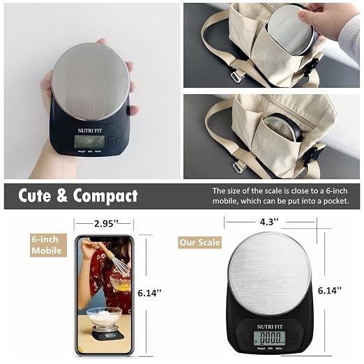 Digital Food Scale Small Kitchen Scales Weight in Grams Oz Black | Stainless Steel Panel, 1g Increment, Max 11lbs, Extra-Small Size, Smart Tare, Cooking Baking Weight Loss, Backlit LCD Display - Image 4
