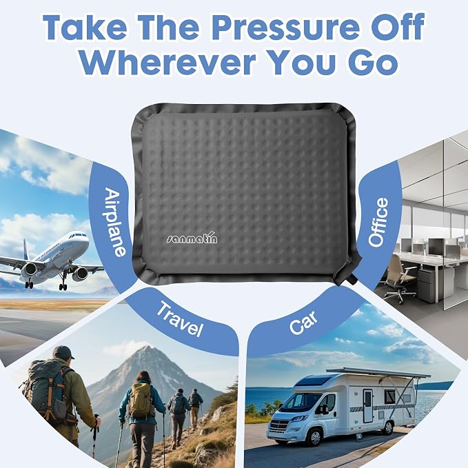 Airplane Travel Seat Cushion, 1, Grey | Inflatable seat cushion for stadium, camping,outdoors.Sondur travel cushion for airplane - Image 10