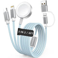 Travel Essentials,3 in 2 USB C Cable for Apple Watch Charger,iPhone Charger,Multi Charging Cable,Cruise Vacation Camping Essentials,Portable for iWatch Series 11-2/Ultra/SE & iPhone 17-12,Car,Blue by ChargeBeyondPowerWithin