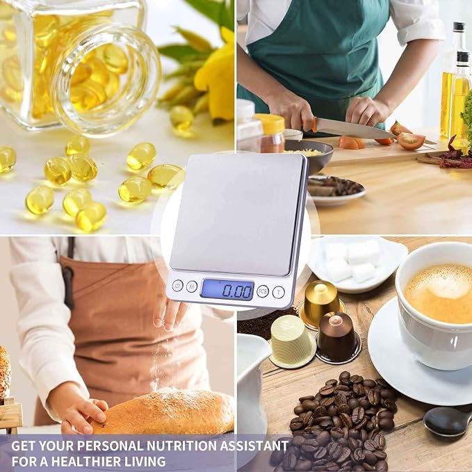 Fuzion Digital Gram Scale .01 Gram Accuracy, 500g Small Jewelry Scale | Small Kitchen Food Scale with 2 Trays for Herb, Powder, Coffee, Gold, Coin - Weight Gram and Oz - Image 7