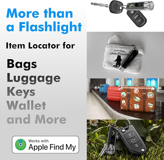 Find My Keychain Flashlight Rechargeable | Compatible with Apple Find My, Magnetic Mini Flashlight Keychain with Loud Sound, USB-C Rechargeable, Front Bike Light, LED - Image 9