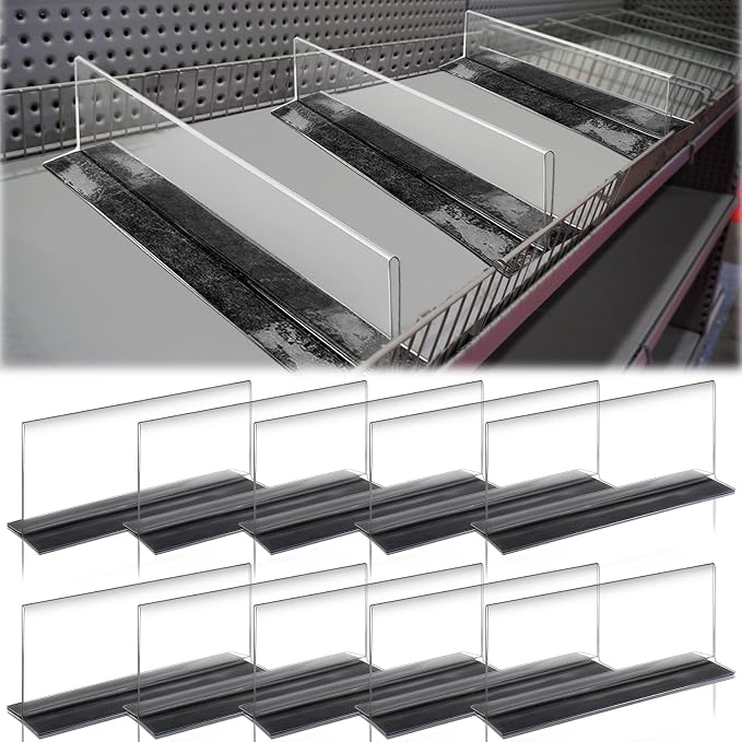 Clear Shelf Divider with Magnetic Plastic Shelf Separator Closet Divider, Clapboard Baffle for Storage Bedroom Bathroom Kitchen Office Supermarket Organization(10 Pcs,8" L X 2" W X 3" H) by Geelin