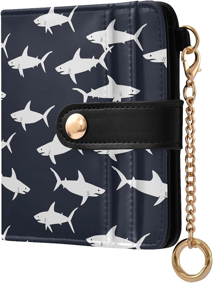 Ocean Shark Silhouette Women's Wallets RFID Blocking,Credit Card Holder Bifold Wallet,Slim Card Cases,PU Leather Travel Wallet for men Girls by visesunny