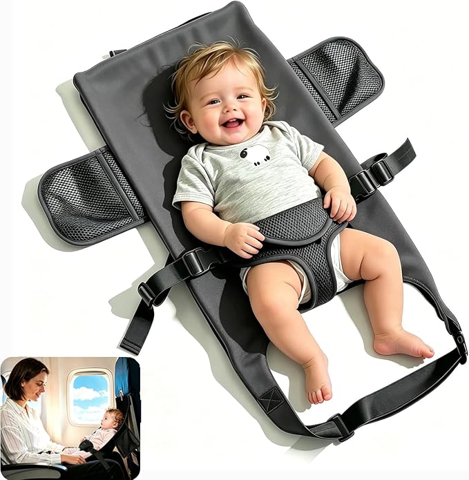 Toddler Airplane Bed, Dark Grey, Baby Travel Essentials, 31*17 In | Portable Seat Extender Travel Bed for Kids, Soft Baby Travel Essentials for Flying, Long Flight Must Haves Footrest by Unknown