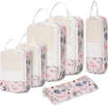 Narwey 6 Set Compression Packing Cubes for Travel Women Men, Travel Cubes for Carry On Suitcase, Durable Compression Luggage Organizer Bags by Narwey