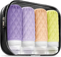 3.4oz Silicone Travel Bottles for Toiletries Refillable Liquid Accessories | for Shampoo and Conditioner, TSA Approved Leakproof Squeeze Bottles Travel-friendly with Labels/Clear Bag by Lericttor
