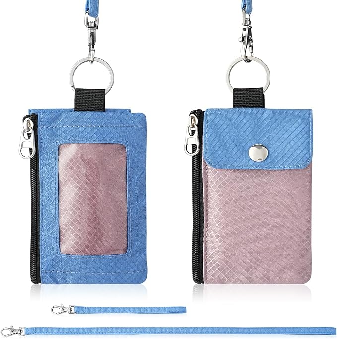 Artpaxy Minimalist Wallet For Mens Womens, Keychain RFID Blocking Zipper Small Wallet with ID Window 2 Lanyards,Water Resistant Travel Cash Card Coin Case Boys Girls - Image 7
