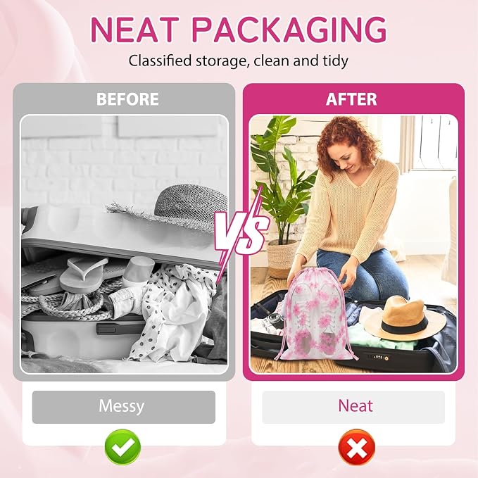 Shoe Bags for Travel, 20PCS Waterproof Drawstring Shoe Bags for Packing | 13.8" x 11.8" Large Dustproof Portable Travel Shoe Storage Bags Travel Essentials Women - Image 6