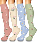 4 Pairs Compression Socks for Women Circulation-Best Support for Nurses,Running,Athletic,Travel by Iseasoo