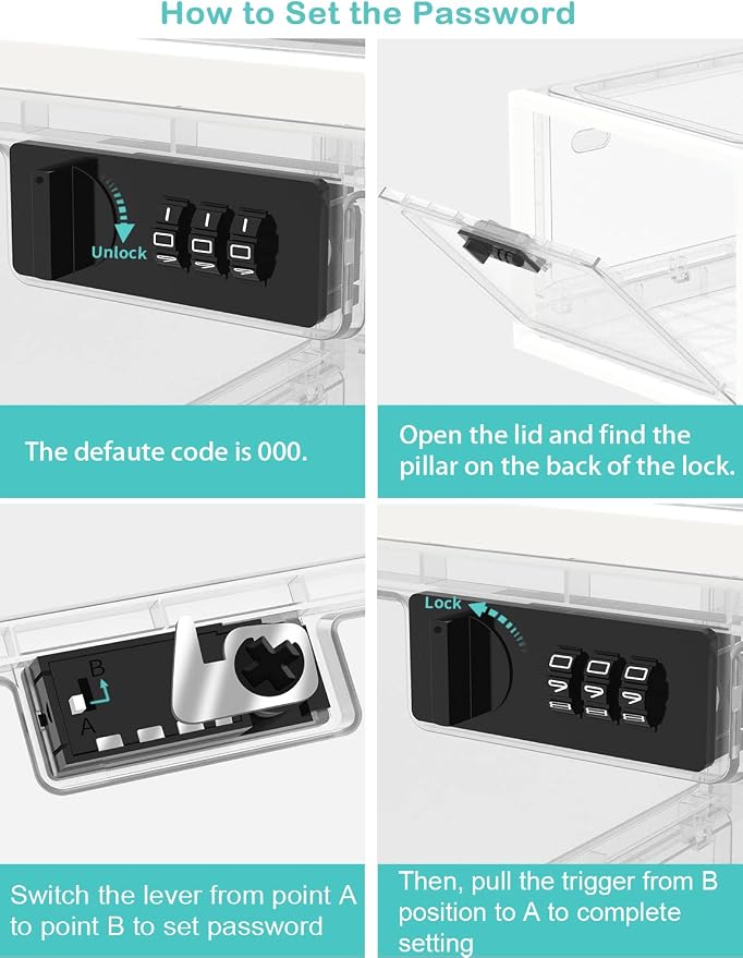 Large Medicine Lock Box for Safe Medication, Lockable Storage Box for Snacks Food, Phone Lock Boxes with Combination Code for Home/Dorms/Office Storage Lockers - Image 6