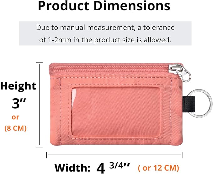 RFID Blocking Travel Wallet with Adjustable Lanyard, Small Nylon Zipper Pouch and Badge Holder for ID, Credit Cards, Cash, Keys, Commuters (Coral Blush) - Image 3