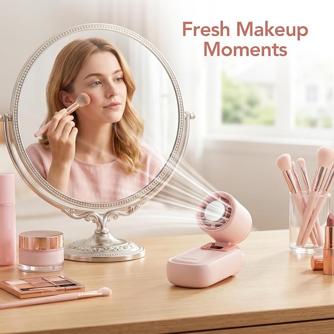 MINISO Portable Handheld Fan with Cooling Plate, Mini Turbo Personal Fan | 3 in 1 USB Rechargeable Small Fan, 5-Speed, Foldable with Ice Cooler, Max 8 H Cooling for Travel, Office, Shopping, Camping - Image 5