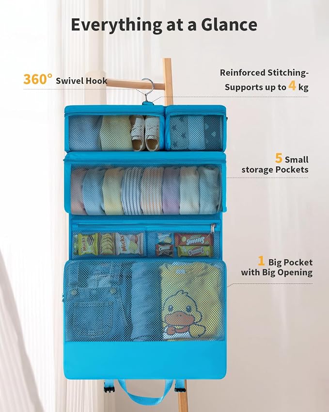 ECOHUB Hanging Travel Closet Portable Luggage Organizer Packing Bag,Teal - Image 3