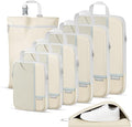 Percover Compression Packing Cubes for Travel, 8-Piece Structured Compression Organizer Set with Laundry Bag & Shoe Bag for Carry-On & Checked Luggage, Beige by Unknown