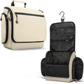 VENTURE 4TH Hanging Travel Toiletry Bag, 18 Compartments - Beige | Hangs on rails, hooks or doors; stands upright. Removable TSA pouch. Water-resistant Nylon 290D Twill, reinforced stitching. by VENTURE4TH