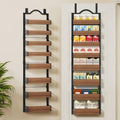 8-Tier Pantry Door Organizer, Over the Door Pantry Organizer with Wooden Adjustable Baskets, 2 IN 1 Spice Rack Wall Mount or Door Organizer, Door Spice Rack（12.4"W x 5.5"D x 66.1"H,1 Pack, Black) by FREEXPLOYER