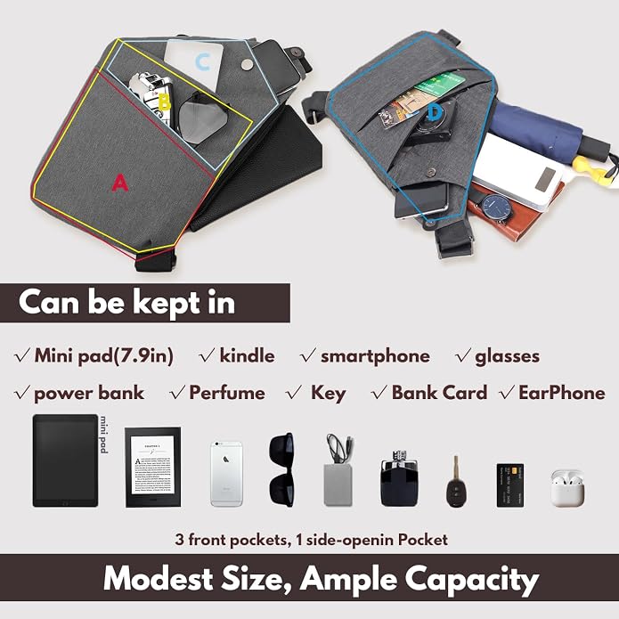Anti Theft Travel Bag,Anti Theft Crossbody Bag, Sling Bag Travel Crossbody Bag for Women Men - Image 4