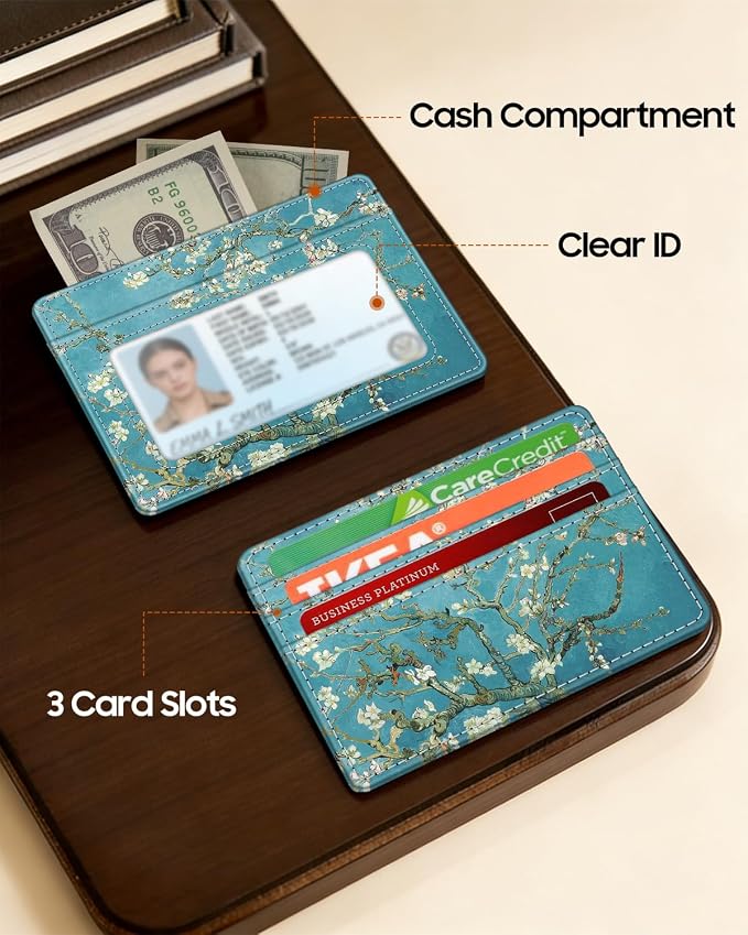FINTIE Slim Minimalist Front Pocket Wallet RFID Blocking Credit Card Holder | Card Cases with ID Window for Men Women, blossom - Image 4