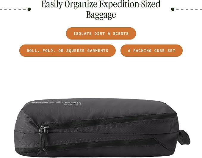 Eagle Creek Pack-It Isolate Extended Stay Set, Black | Includes Shoe Sack, Medium Clean/Dirty Cube, 2 Medium Isolate Cubes, and 2 Large Cubes, Travel Essentials - Image 2